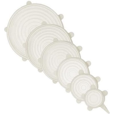 Couvercle,Couvercles extensibles en Silicone, 6 pièces, couvercle universel pour bol, Pot, poêle, cuisson des - Type Blanc 6PCS
