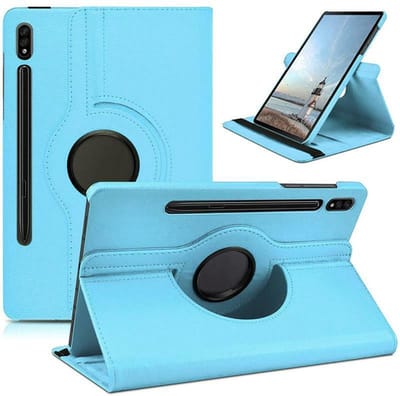 Draaibaar Hoesje - Rotation Tabletcase - Multi stand Case Geschikt voor: Samsung Galaxy Tab S9 FE+ Plus (SM-X810/SM-X816B/SM-X818U) & Tab S9 Plus (SM-X610/SM-X616) 12.4 inch 2023 en Galaxy Tab S10 Plus - Lichtblauw