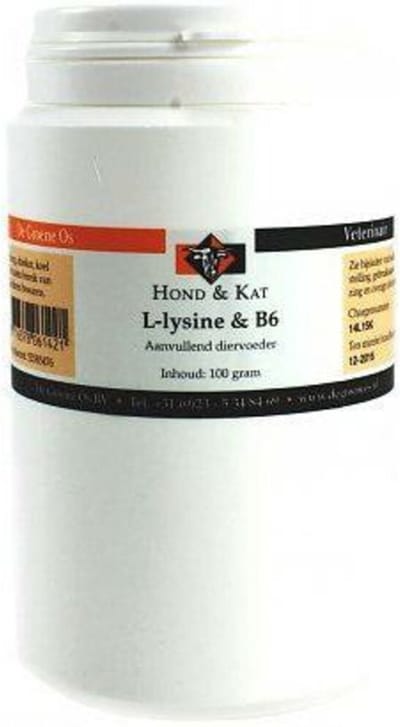 L-Lysine Poeder 100gr - De Groene Os - Supplement voor Honden en Katten - Ondersteunt Immuunsysteem