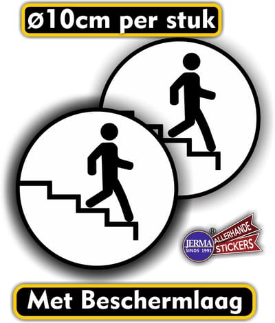 Jerma - Trappenhuis Verwijs - Stickers - Set 2 stuks - Ø 10 cm - zwart - Zelfklevend - Krasbestendig