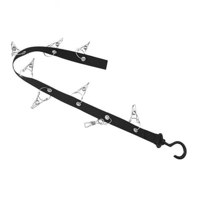 Stainless Steel Hat Rack with 8 Clips – Holds 16 Baseball Caps – Non-Motorized Hat Storage Organizer for Home and Closet zwart
