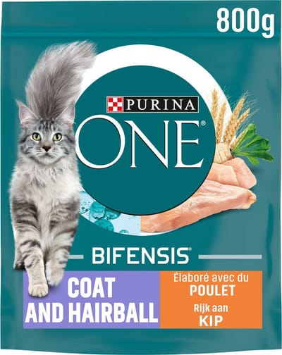 Purina one - Bifensis Coat & Hairball - kip - 3x 800g