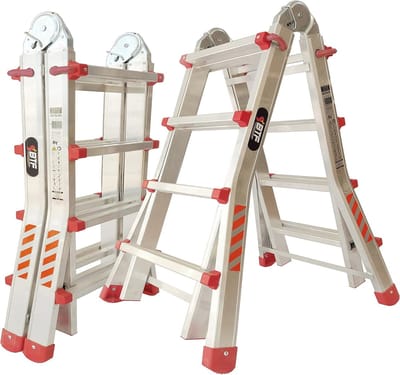 Inklapbare Aluminium Telescoopladder tot 3,73m | Ideaal voor Huishouden en Klussen | Maximale Draaglast 150kg | Veiligheidsgecertificeerd