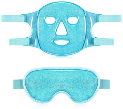 Cuhostki - 1 Set - gel oogmaskers - Hot Cold masker - PVC IJskoude Oogmasker & Masker Set - Blauwe Gel Masker Set - Blauw - PVC - Dubbele Functie (Koud/Warm) - Herbruikbaar - Gemakkelijk Te Gebruiken