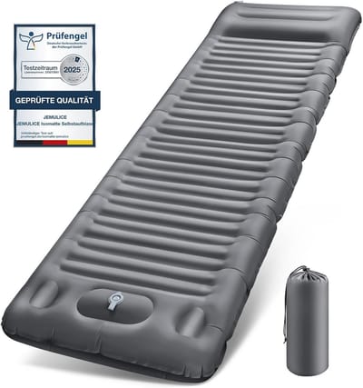 Zelfopblazend Luchtmatras 12 cm - Campingmat met Voetperspomp en Kussen, Compact en Waterdicht