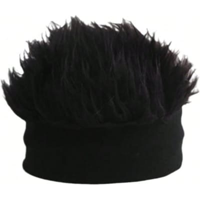 Hommes&Apos;Bonnet Hip-Hop Cheveux Synthétiques Noir Maille Crâne Avec Cheveux Synthétiques Type - Accessoire Durable Pour Fête et Perruque Pour Tenue Décontractée noir
