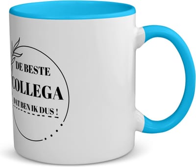 Akyol - de beste collega dat ben ik dus koffiemok - theemok - blauw - Collega - beste collega - liefste collega - afscheids cadeau - verjaardag - cadeau - kado - bedankje - 350 ML inhoud