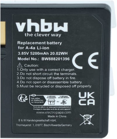 vhbw-batterij compatibel met Arlo VMC4040P, VMS5140, VMC4040P-100EUS, VMC5040 knopcamera, verborgen camera (5200 mAh, 3,85 V, Li-Polymeer)