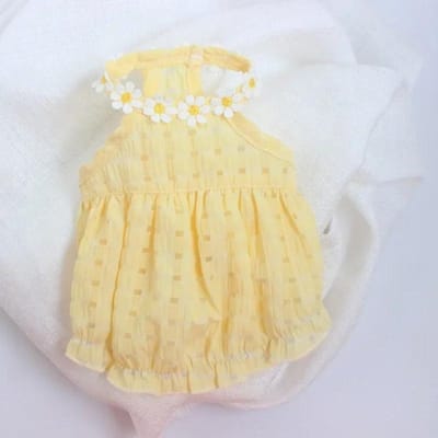 Petite robe jaune pour fille, vêtements pour chiens, respirant, mignon, doux, été pour chien, vêtements fins pour animaux de compagnie, bouledogue, mascotte, costume de marguerite XL