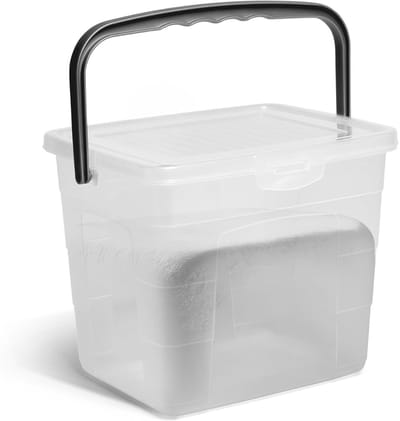 Famanu – Wasmiddel opbergbox met deksel en handvat, 4 liter transparante waspoedercontainer, luchtdichte opslagdoos voor wasmiddel