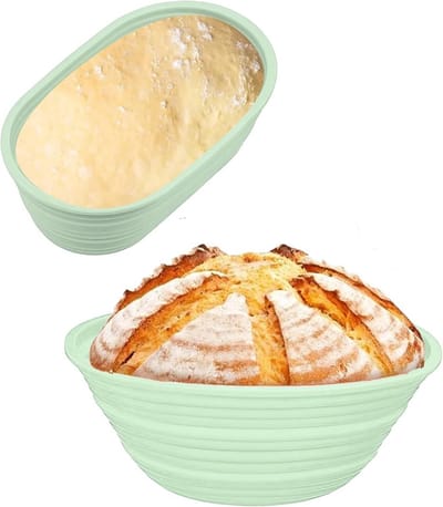 Rijsmanden Brood - Zuurdesem Bakken - Brood Bakken - Opvouwbaar Ontwerp - Set van 2 - Groen
