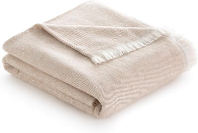 Extra Zachte Katoenen Deken met Strepenpatroon - Multifunctionele Sprei voor Bank, Bed en Decoratie (Zandbeige, 120 x 180 cm)