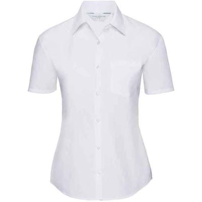 Russell Collection Dames/Dames Poplin Overhemd met Korte Mouwen (Wit)