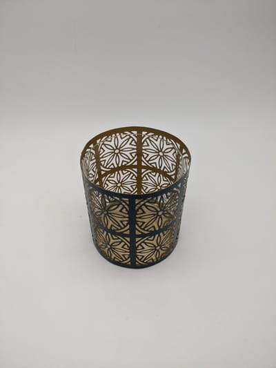 Theelichthouder-groen-metaal-glas