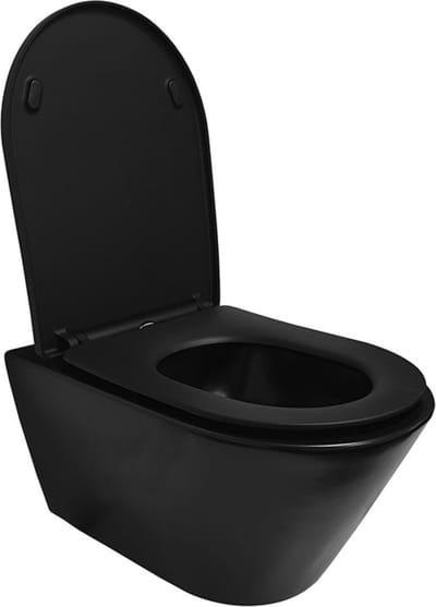 Wiesbaden Stereo wandcloset rimless met Shade slim toiletzitting softclose en quick release mat zwart