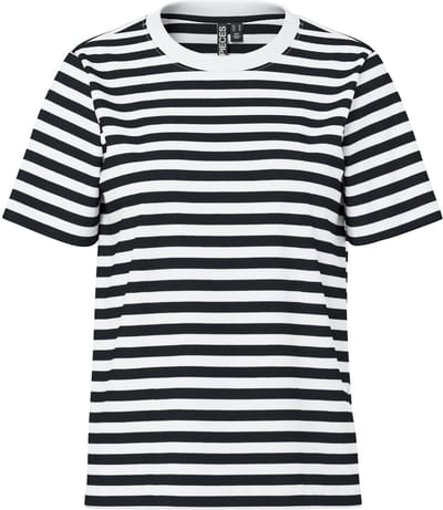 Pieces T-shirt Pcria Ss Tee Stripes Noos Bc 17146339 Black/bright White Dames Maat - XXL