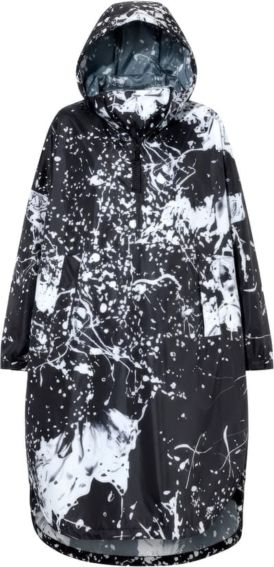 Laurasøn - Dames - Functionele regencape unisex print capuchon - Zwart - Maat 1