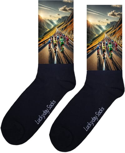 Wielrennen - Opkikker - Grappige sokken - Valentijns cadeau - Verjaardag cadeau - Sinterklaas cadeau - Kunst - Leuke sokken - Vrolijke sokken - Fiets - Wielrenfiets - Kerstsokken - Vaderdag - Moederdag - Kerstcadeau - Socks maken Happy - 37-44