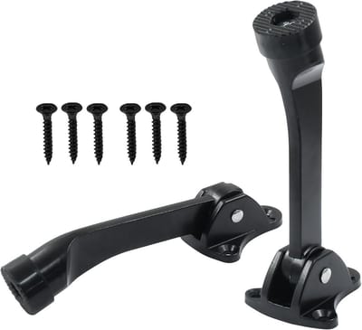 Set van 2 Zware Deurstoppers - Kickdown met Antislip Rubber - Zwart