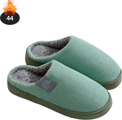 Nivard Warme Pantoffels - Sloffen - Slippers - Dames - Heren - Pluche - Maat 44 - Groen