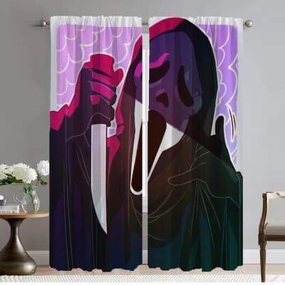 Ghostface Scheidingswand Moderne Woonkamer Gordijnen voor Camera Raamgordijn Shades Anti-muggen Gordijnen 2 Stuks Keuken Elegant W50xH70cmx2pcs-CL gray