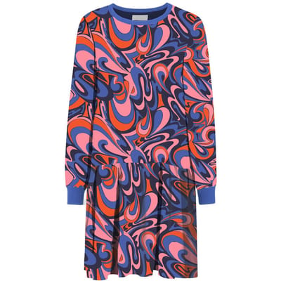 Rich & Royal Printed Dress With Knit Details Ecovero Midnight Blue Maat: 34 | Mini Jurken Outlet | Dames | Blauw