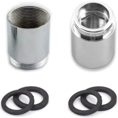 Set van 2 kraanadapters messing, kraanverlenging 22 mm vrouwelijk naar 22 mm mannelijke schroefdraad voor waterzuiveraar zilver