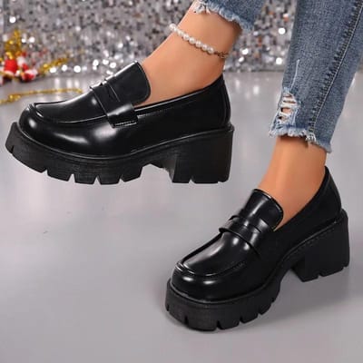 Schoenen Dames Loafers Dames Hoge Hakken Plus Size Platform Kantoor Pumps Dames Ronde Neus Middelhoge Hak Instapschoenen Dames 42