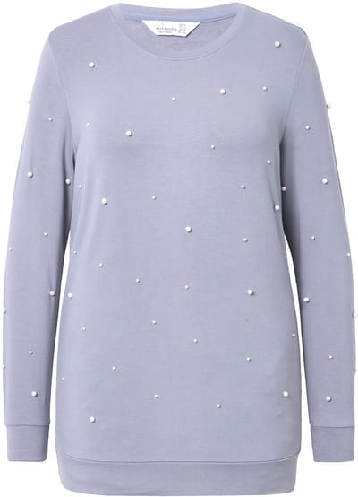 MIAMODA - Dames - Sweatshirt sierkralen lange mouw - Loodgrijs - Maat 42