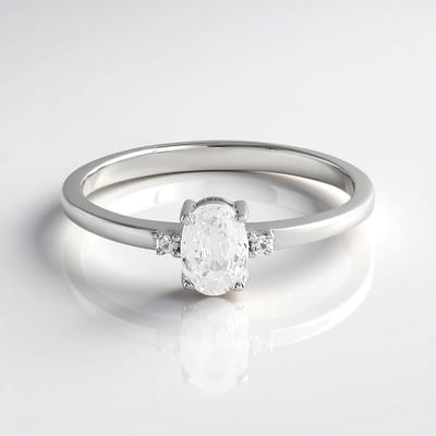 Cavill - Zilveren Ring 925 Sterling Geplatineerd - Cambodjaanse Zirkoon 1 078 ct Ovaal - Pavé Zirkonen 0 04 ct - Elegante Damesring