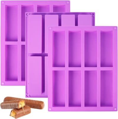Siliconen bakvorm - 8 repen - Snoeprepen, chocolade, granola bars, gebak, fudge, nougat - 3stuks