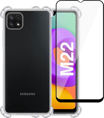 Hoesje geschikt voor Samsung M22 Extra Sterke Case Transparant - Screenprotector Full