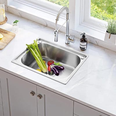DailyDamaar wasbak - Wastafelkraan - Spoelbak - Wasbak keuken - Roestvrijstaal - Rechthoekig - 50x40x20cm - Lichtgrijs - Draagbaar