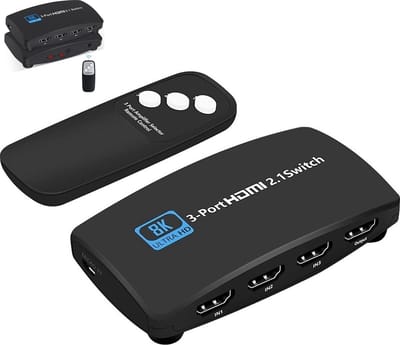 DrPhone HS7 8K@60Hz HDMI 2.1 Switch - HDMI Switch 3 IN 1 OUT – 48Gbps – HDCP 2.3 - Geschikt o.a voor Fire Stick, HDTV, PS4/5, etc