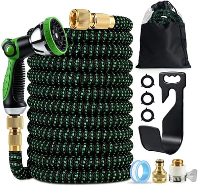 Dailygoods- Tuinslang 30 meter - Flexibele Tuinslang - Irrigatieslang met 10 Sproeifuncties - Uittrekbare Waterslang - Tuinslang voor Buiten - Maximaal Flexibel
