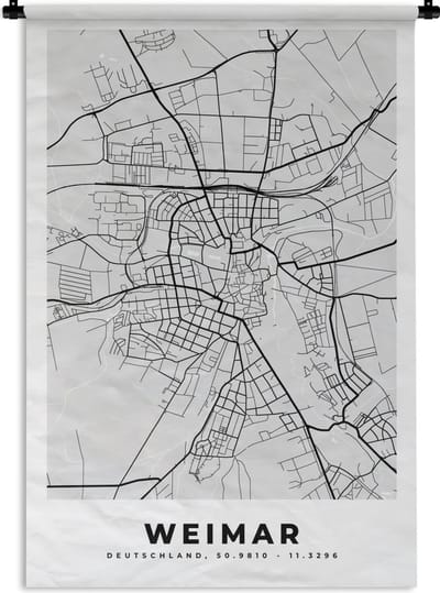 Wandkleed - Wanddoek - Kaart - Plattegrond - Duitsland - Weimar - Stadskaart - 120x180 cm - Wandtapijt
