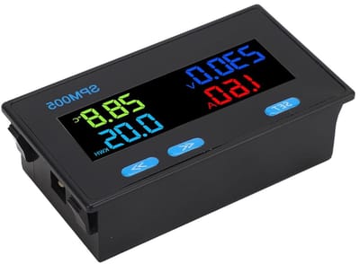 Multifunctionele Vermogensmeter - Digitale Energiemeter - Energie Verbruik Meten - Kleur LCD Display - AC60-300V - Zwart