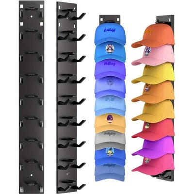 1 stuks Heavy Duty Baseballpet Houder Rek, Ruimtebesparende Verticale Wandmontage Organizer Black veelkleurig