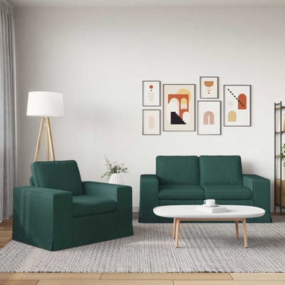 vidaXL Bankstel 2 pcs Donkergroen 162 x 80 x 82 cm Stof