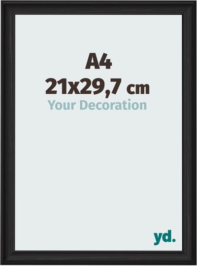 Your Decoration - Fotolijst A4 21x 29,7 cm - MDF - Zwart Houtnerf - Lazio