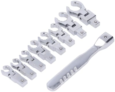 Dailygoods- Ratelsleutelset 8-delig - Flexibele Kop - Chroom-vanadiumstaal - 180 Graden Draaibaar - Zwaar Gebruik - Hoge Betrouwbaarheid - Moersleutelset