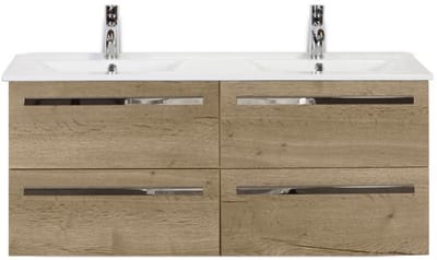 Seville Badmeubelset 120 cm - 4 Laden Natuur Eiken - Keramische Wastafel Wit Enjoy