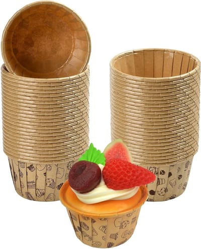 Papieren Bakvormpjes voor Cupcakes, Geribbelde Liner met Delicate Schildering, 100 Stuks, 2 Stijlen, Ideaal voor Feestjes en Verjaardagen