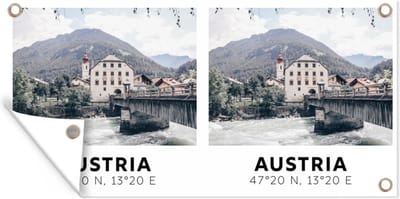 Schuttingposter Oostenrijk - Herberg - Bergen - Alpen - 200x100 cm - Tuindoek