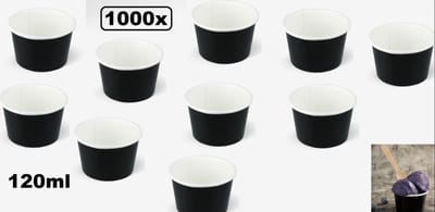 1000x IJsbeker Ice 120ml zwart karton - schepijs softijs ijsje zomer