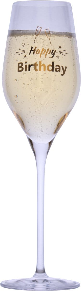 Champagneglas - Happy Birthday - 24K gouden opdruk - kristal - verjaardag - feest - cadeau - gefeliciteerd - origineel