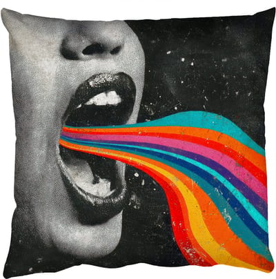 Sierkussens - Kussentjes Woonkamer - 50x50 cm - Mond - Golven - Regenboog