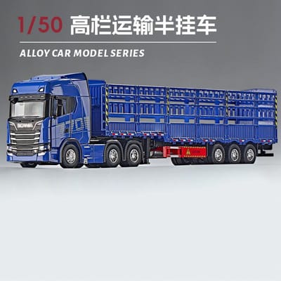 1:50 Scania Dubbeldeks Platbodem Transportvoertuig Legering Metaal Diecast Modelauto Bureau Display Verzamelobject Ornament Vakantiespeelgoed