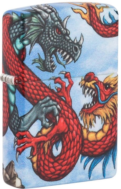 Zippo Benzine Aansteker Fighting Dragon 540° Color Image