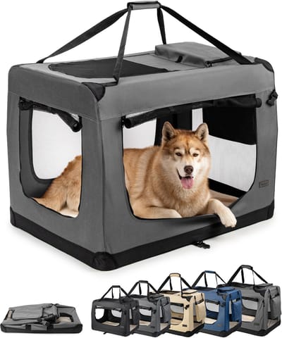 lionto transportbox, opvouwbaar, stevig & met kussen, 101x69x70 cm grijs